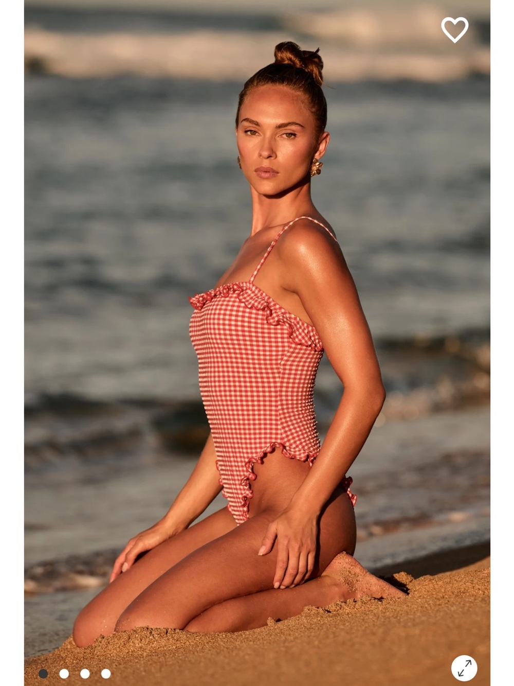 Altar’d State Red Gingham Ruffle One-Piece Swimsuit NWT